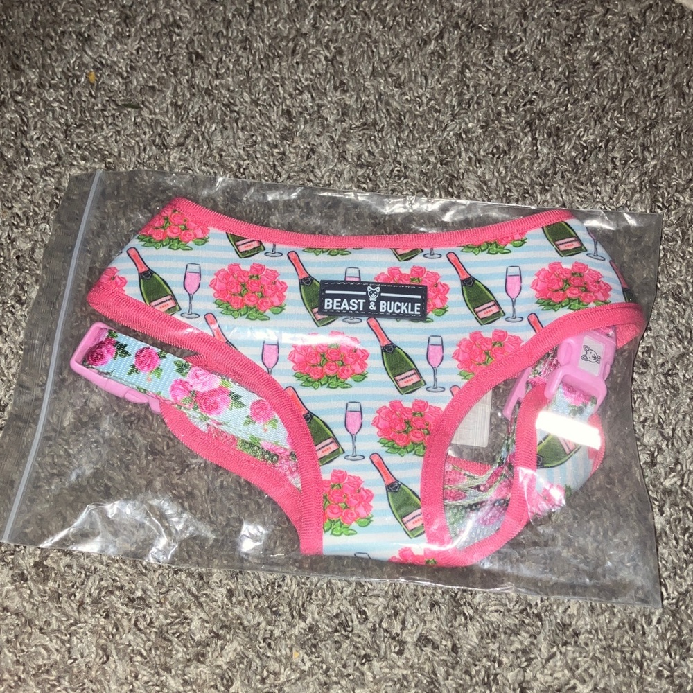 Pink Floral & Champagne  Dog Harness XL